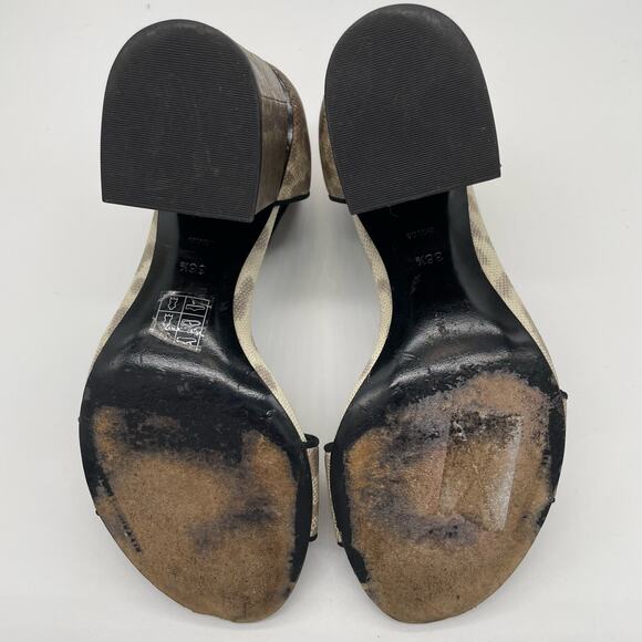 Alexander Wang Abby Animal Print Leather Block Heel Sandals - Natural - 36.5 - Picture 10 of 15